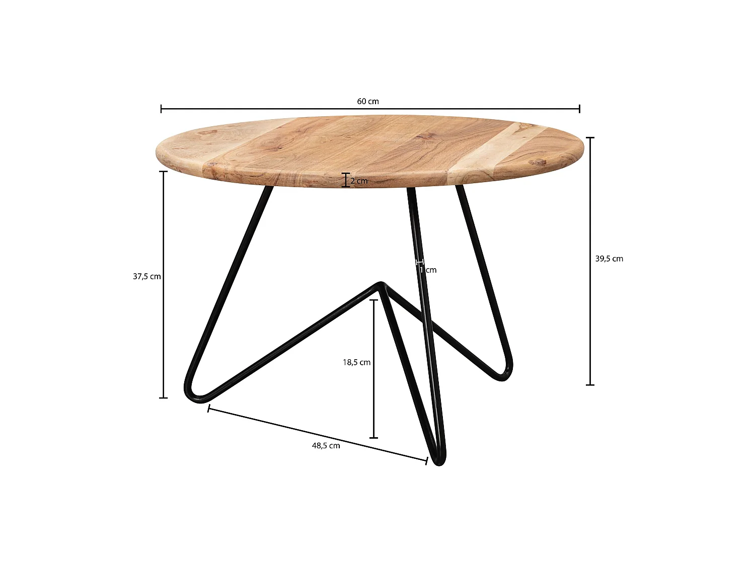 Couchtisch Massivholz 60x39,5x60cm Wohnzimmertisch Sofatisch Rund Tisch