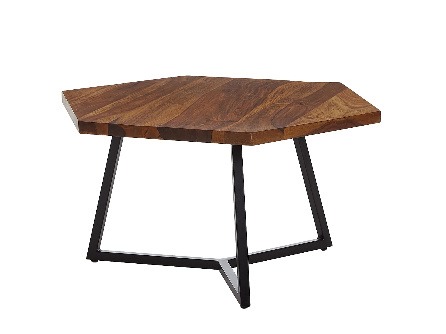Table Basse Hexagonal Bois Massif 60x60x35 cm Petite Table de Salon