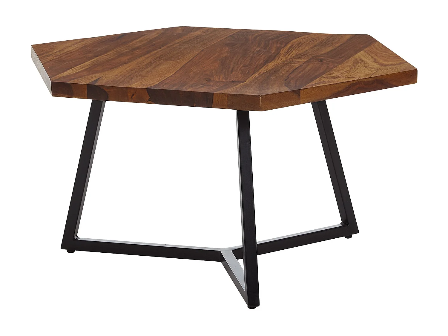 Table Basse Hexagonal Bois Massif 60x60x35 cm Petite Table de Salon