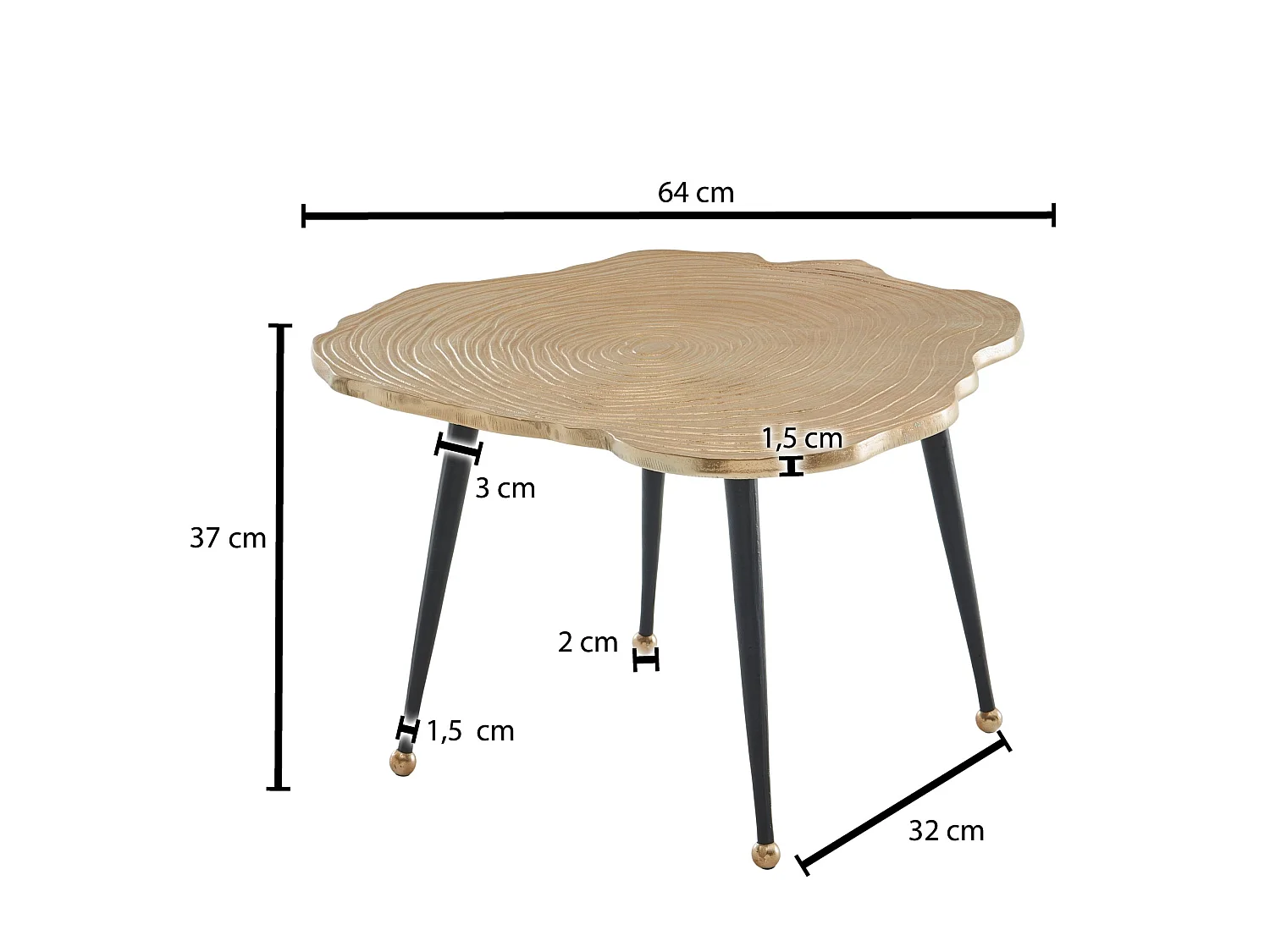 Couchtisch Sofatisch Baumscheibe Metall 64x64x37 Tisch Wohnzimmertisch