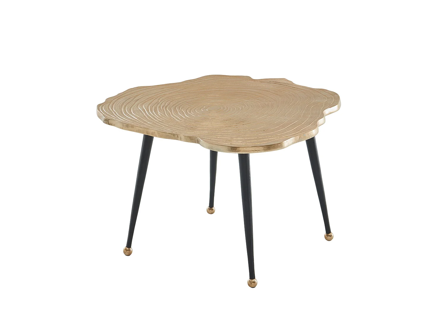 Table Basse Métal 64x64x37 cm Or Petite Table de Salon Disque d'arbre