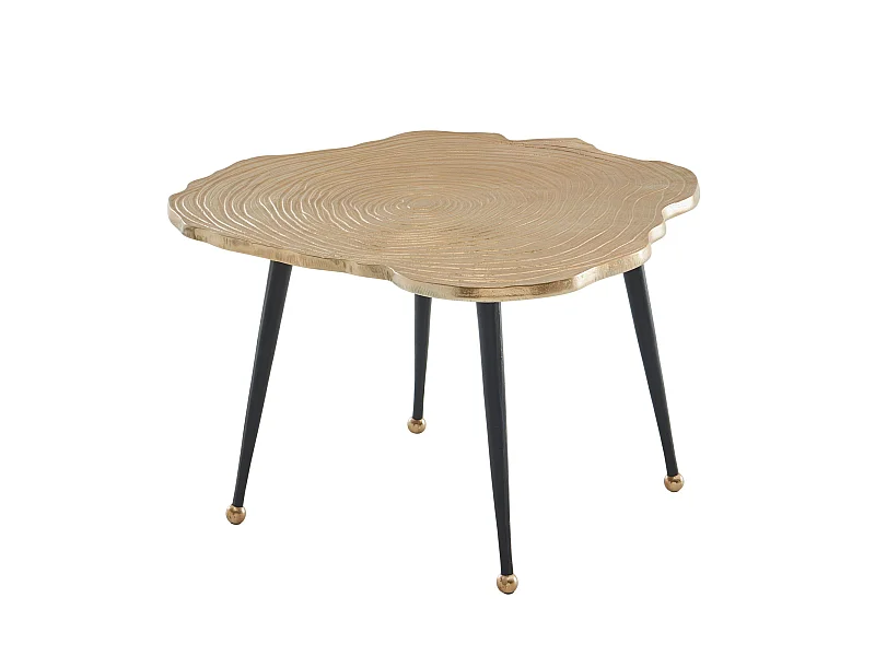 Table Basse Métal 64x64x37 cm Or Petite Table de Salon Disque d'arbre