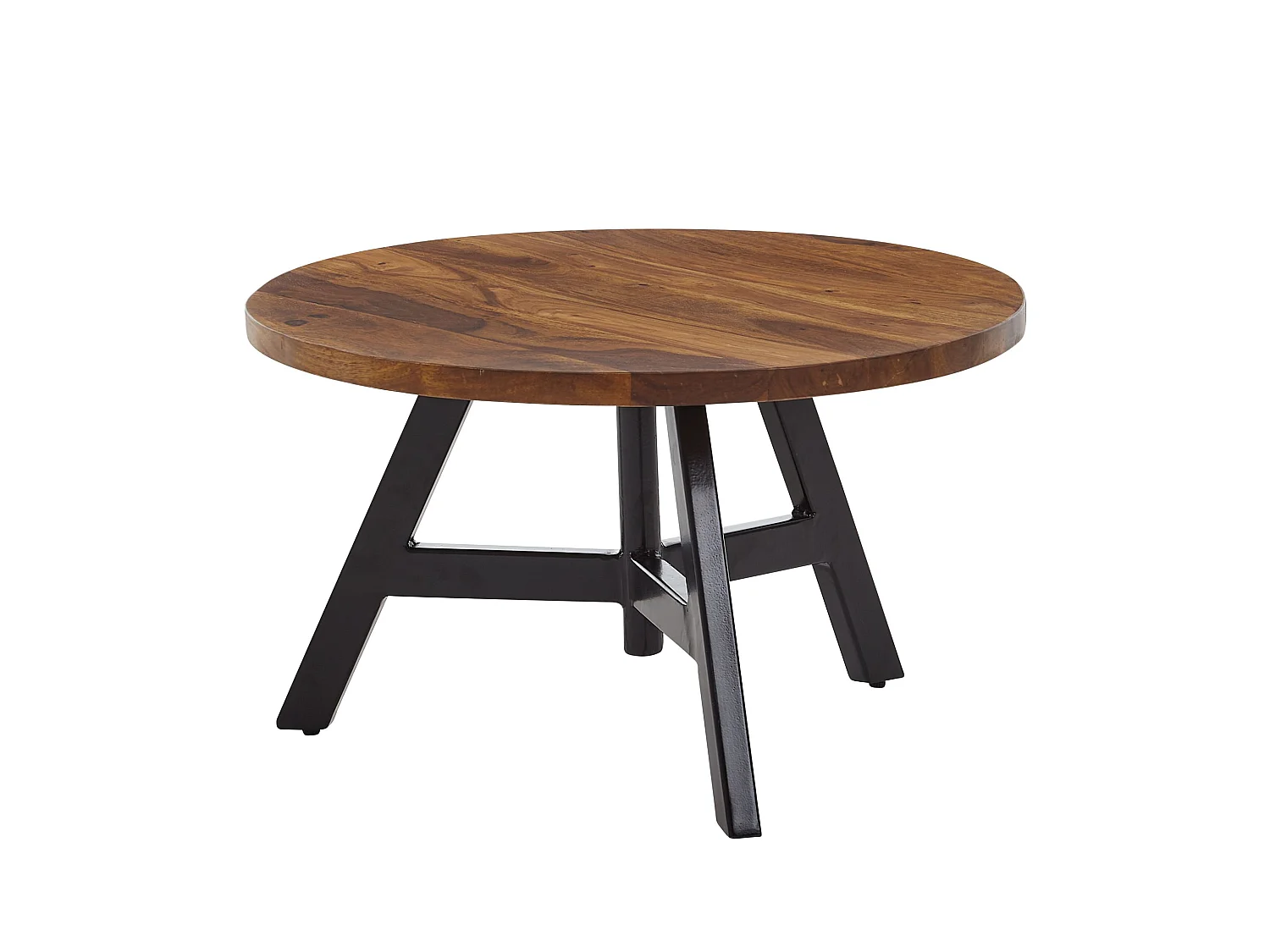 Table Basse Ronde Bois Massif 60x60x35 cm Moderne Petite Table de Salon