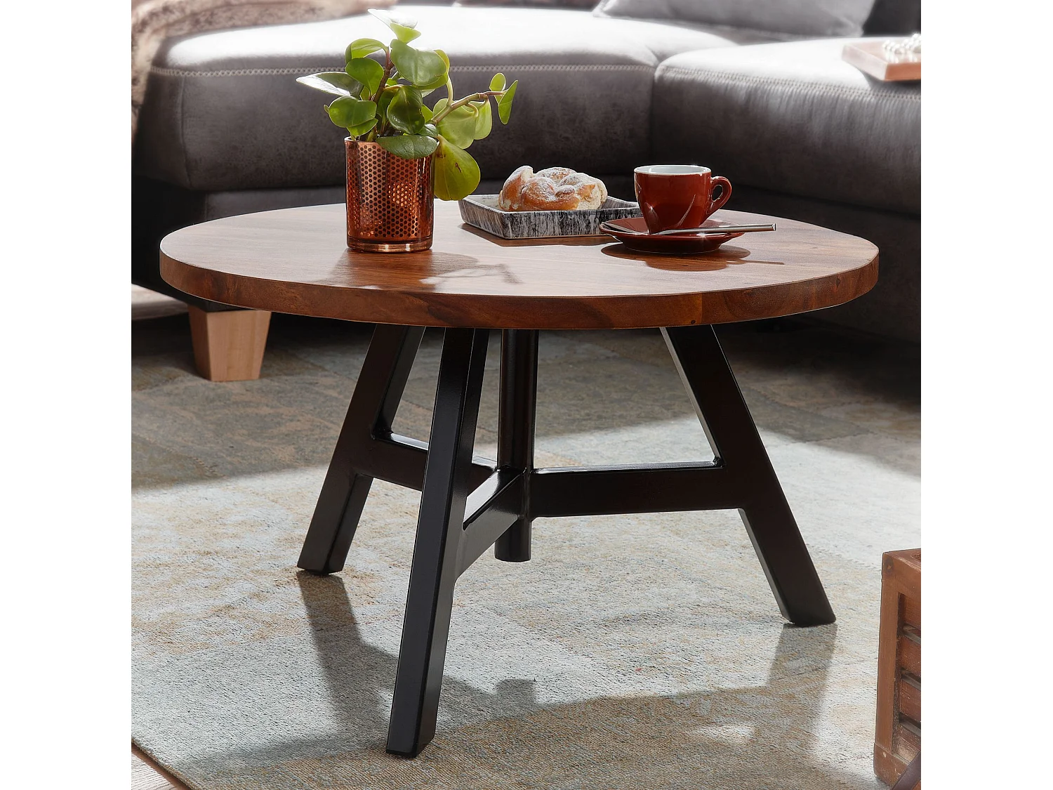 Couchtisch Sofatisch Massivholz 60x60x35 cm Wohnzimmertisch Tisch Rund