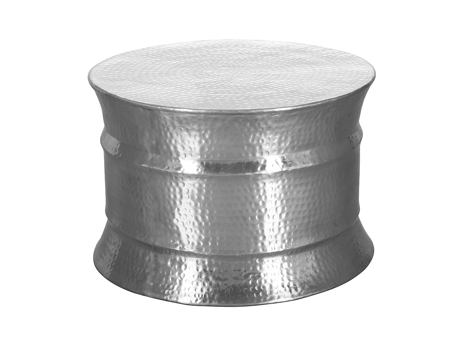 Couchtisch Wohnzimmertisch Sofatisch rund Hammerschlag Metall Alu Modern