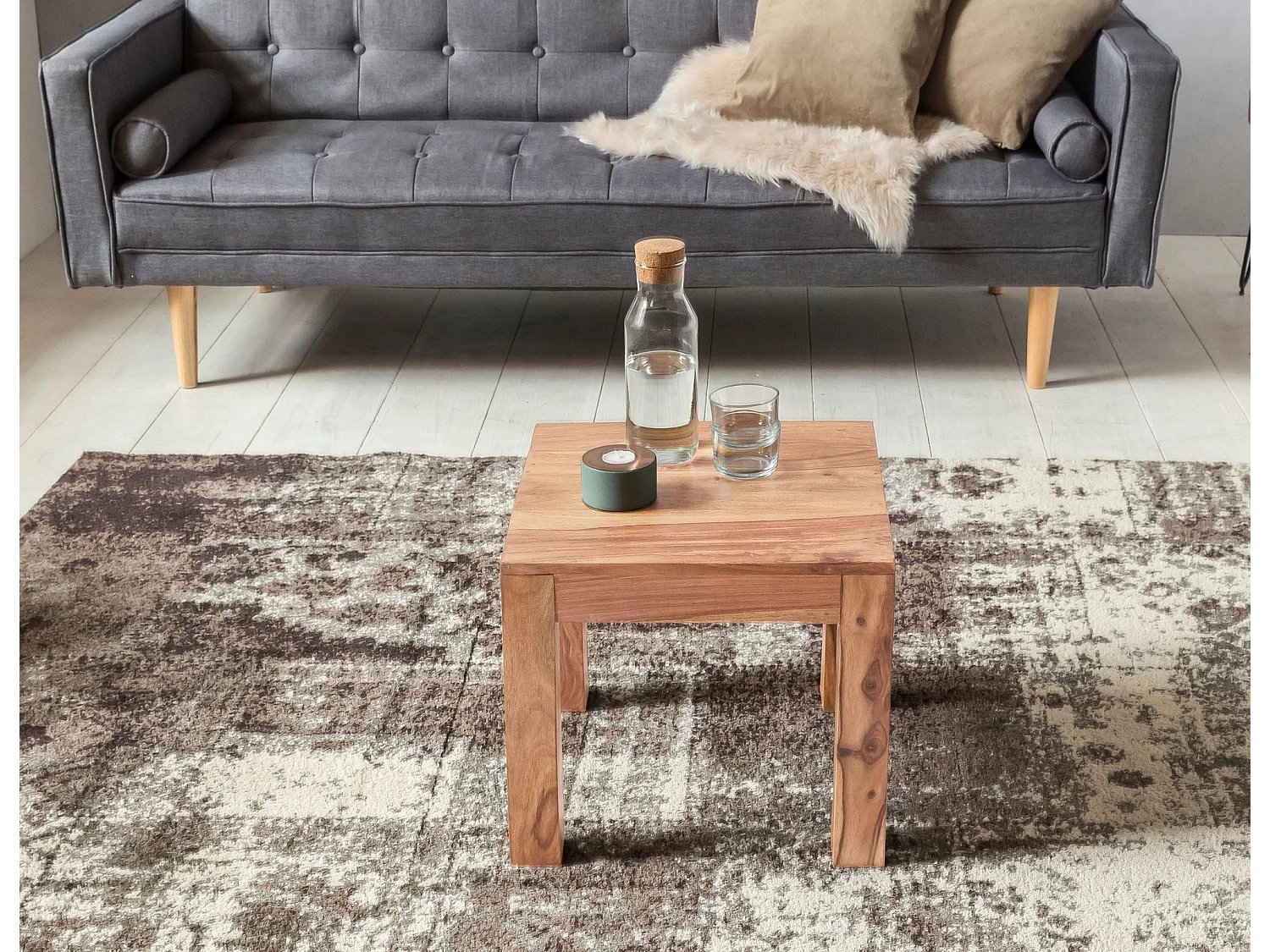 Table Basse Bois Massif 45x40x45cm Table d'appoint Table de salon Design