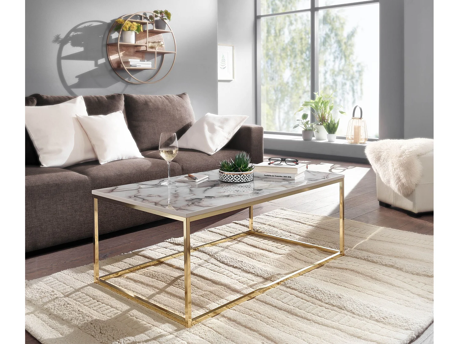 Couchtisch Sofatisch Marmor Optik 100x60x40 cm Wohnzimmertisch Tisch