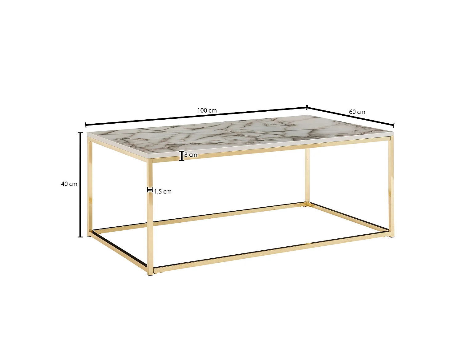 Couchtisch Sofatisch Marmor Optik 100x60x40 cm Wohnzimmertisch Tisch
