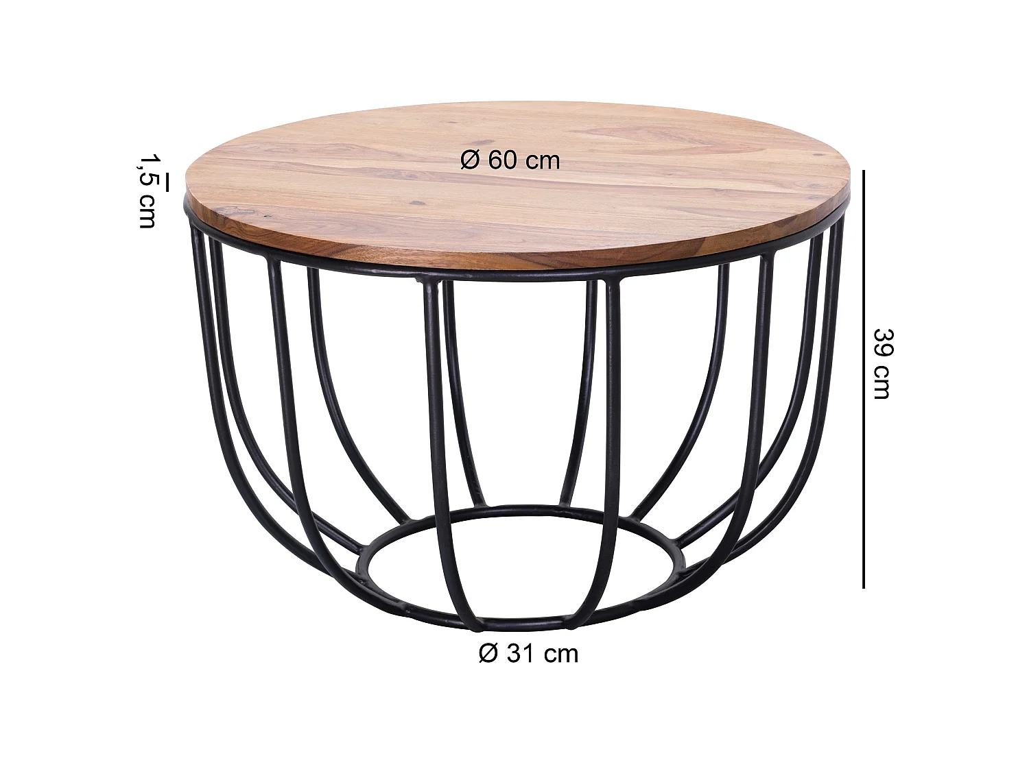 Couchtisch FB51039 Wohnzimmertisch Holz Tisch Massiv Sofatisch Rund