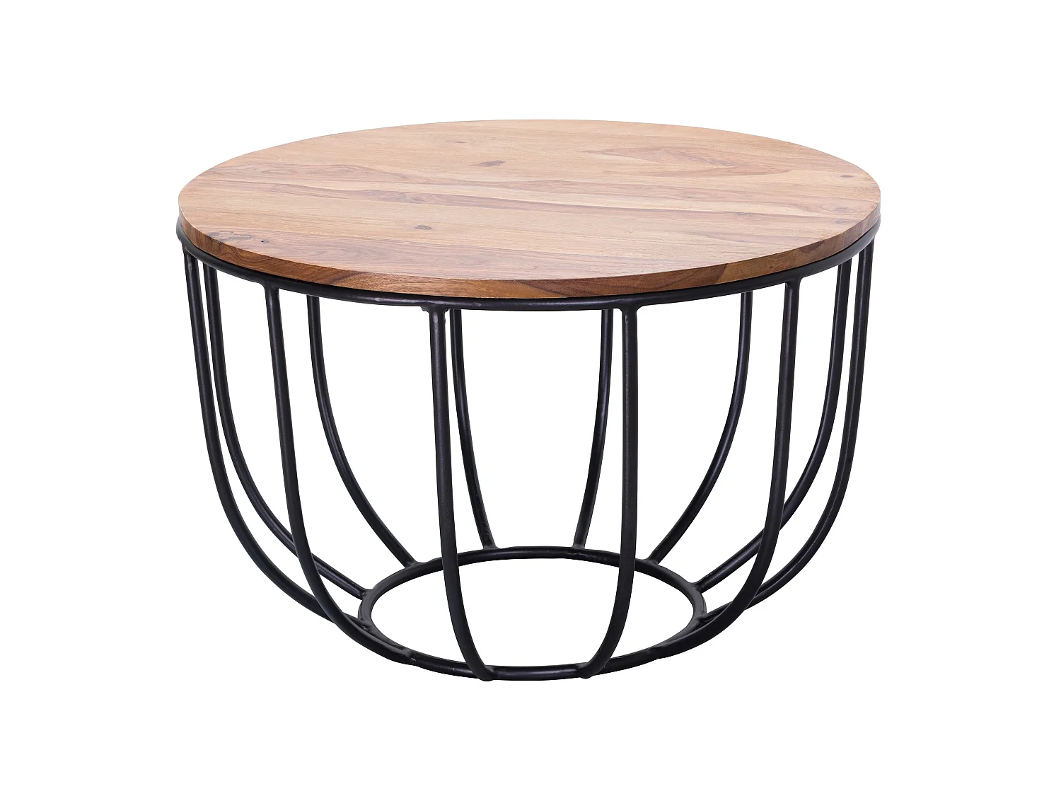 Table Basse Bois Massif Métal 60x39x60 cm Table d'appoint Table de salon