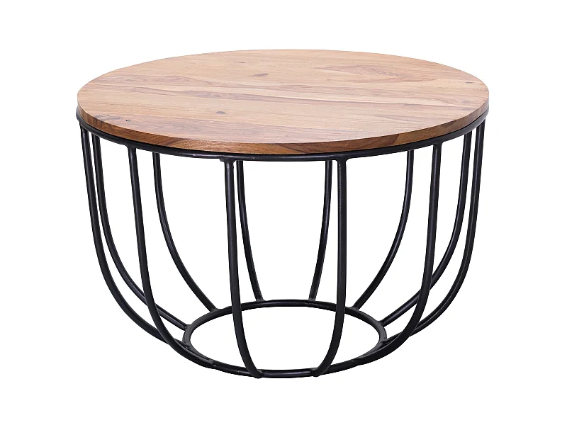 Table Basse Bois Massif Métal 60x39x60 cm Table d'appoint Table de salon