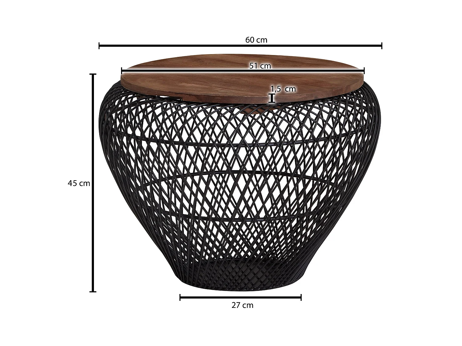 Couchtisch Sofatisch Rund Metall Ø 60 cm Tisch Stauraum Wohnzimmertisch