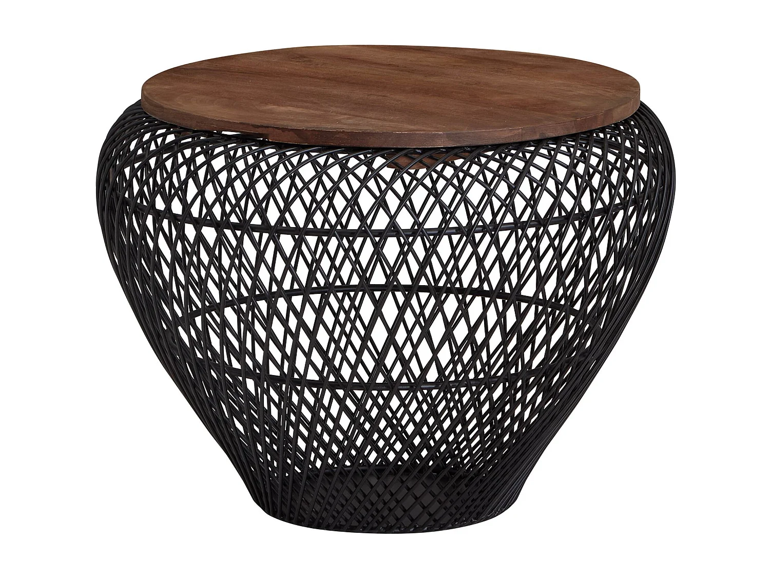 Table Basse de Salon Bois Massif 60x60x45cm Petite Table Moderne Ronde