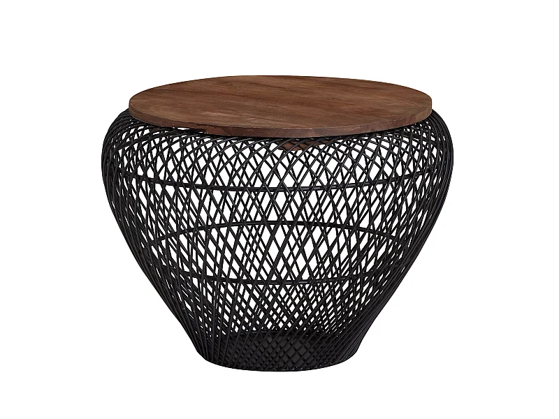 Table Basse de Salon Bois Massif 60x60x45cm Petite Table Moderne Ronde