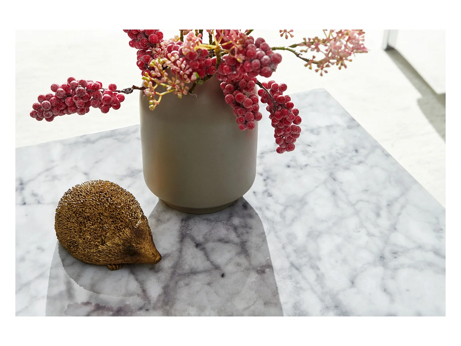 Couchtisch MONOBLOC Weiß Marmor Optik 60 cm Wohnzimmertisch Sofatisch