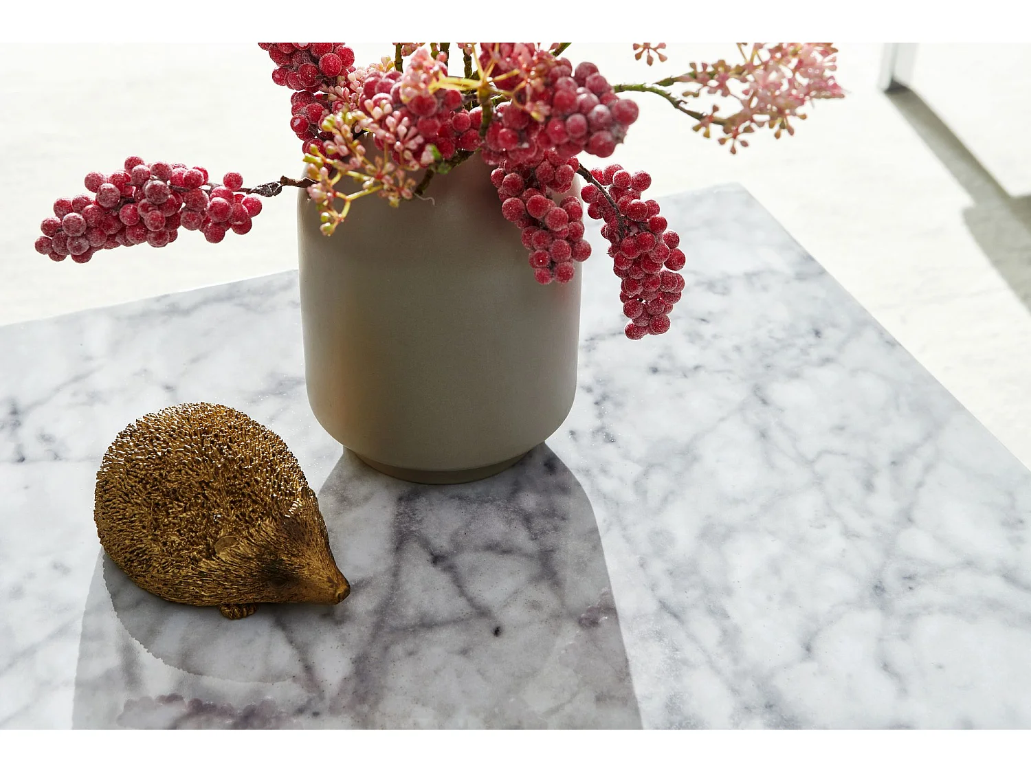 Couchtisch MONOBLOC Weiß Marmor Optik 60 cm Wohnzimmertisch Sofatisch