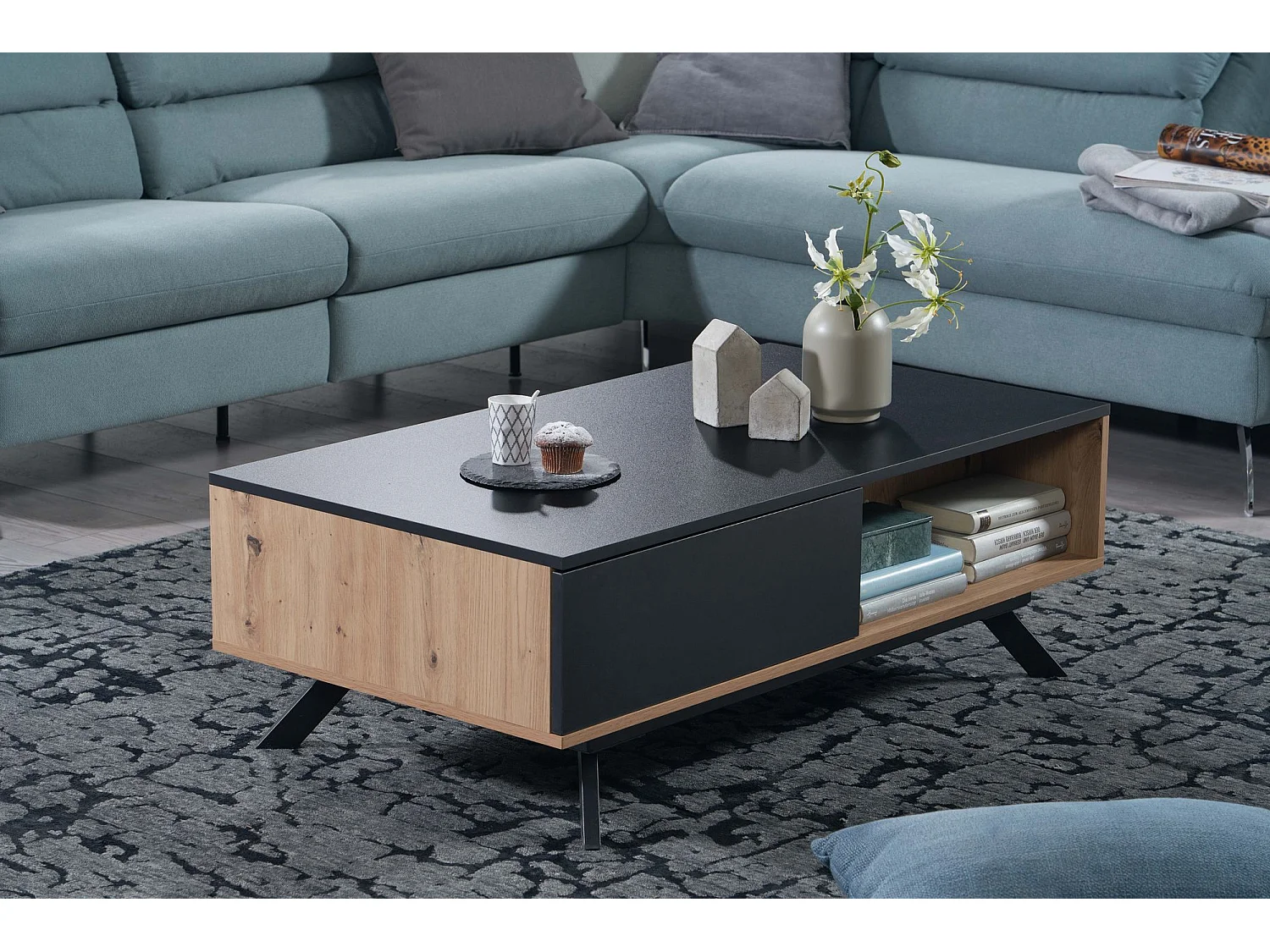 Couchtisch  Sofatisch 110x60x38 cm MDF Eiche Wohnzimmertisch Rechteckig