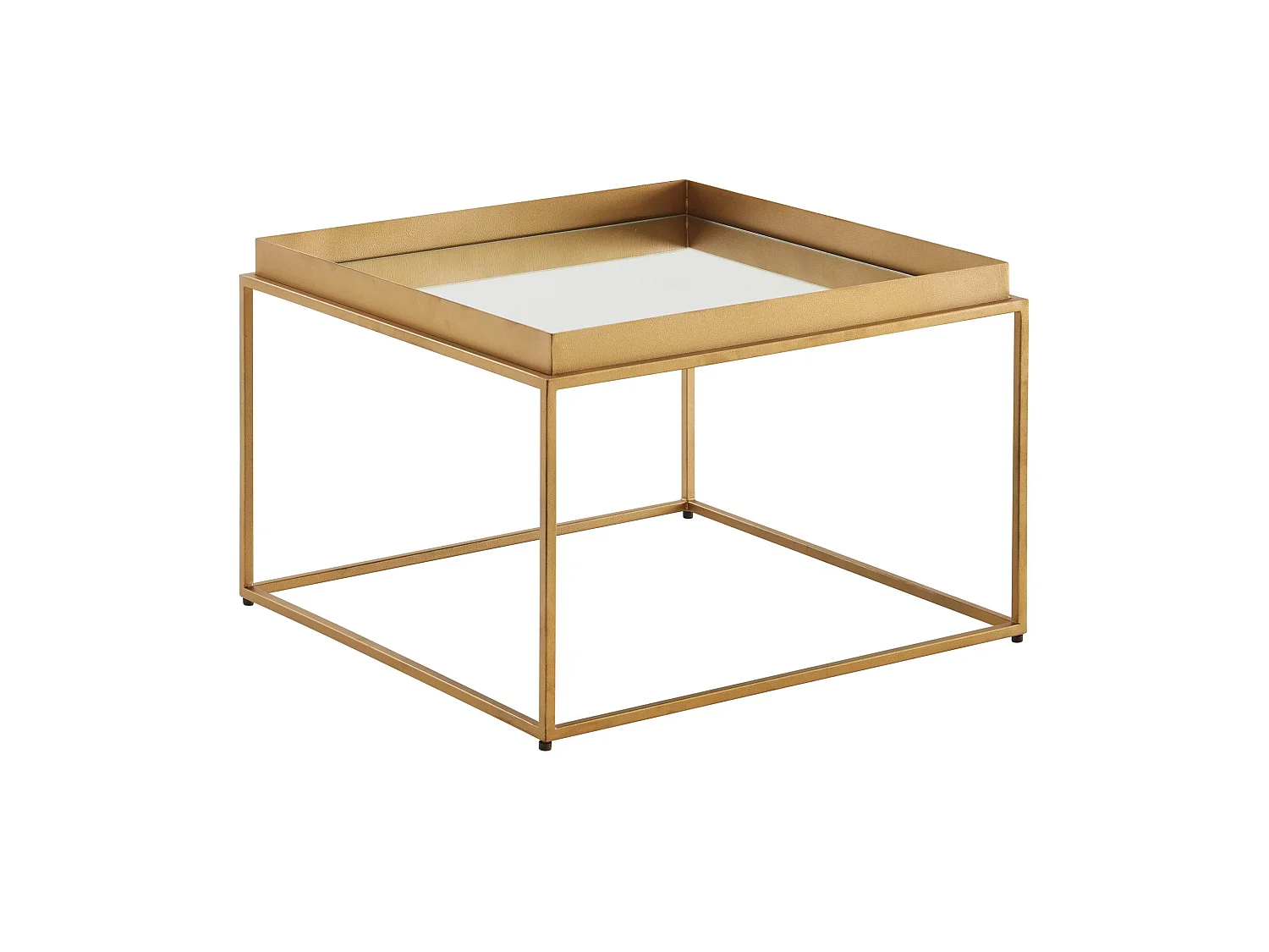 Table Basse Carrée Verre 60x60x41 cm Petite Table de Salon Moderne Or