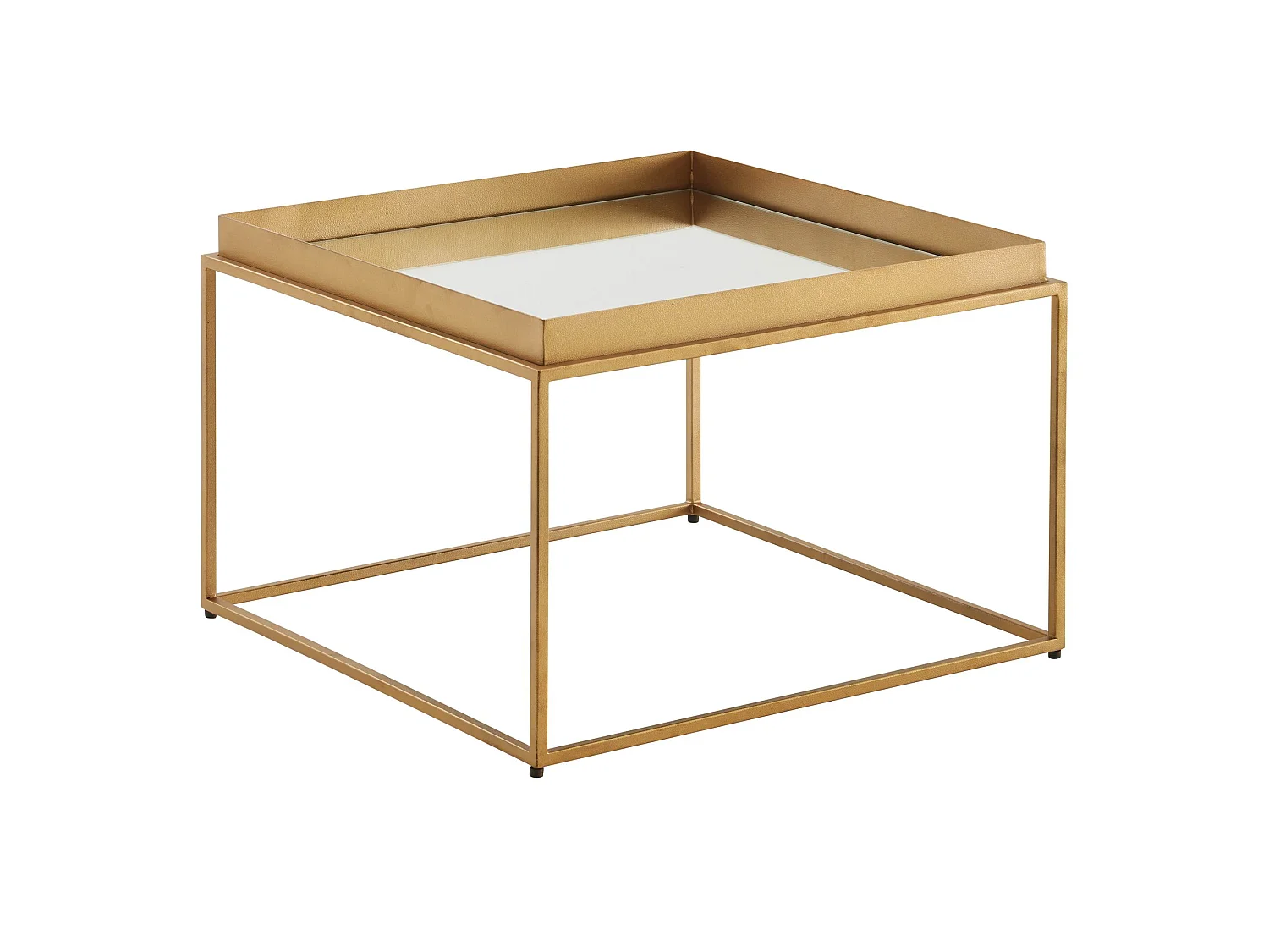 Couchtisch Sofatisch Glas Spiegel 60x60x41cm Wohnzimmertisch Gold Tisch