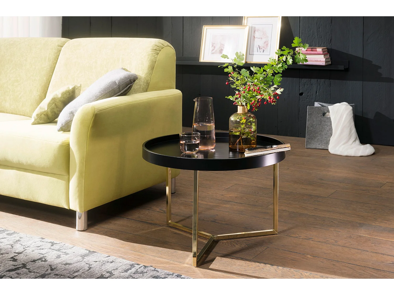 Couchtisch JESI Sofatisch rund Tabletttisch Beistelltisch Retro Metall