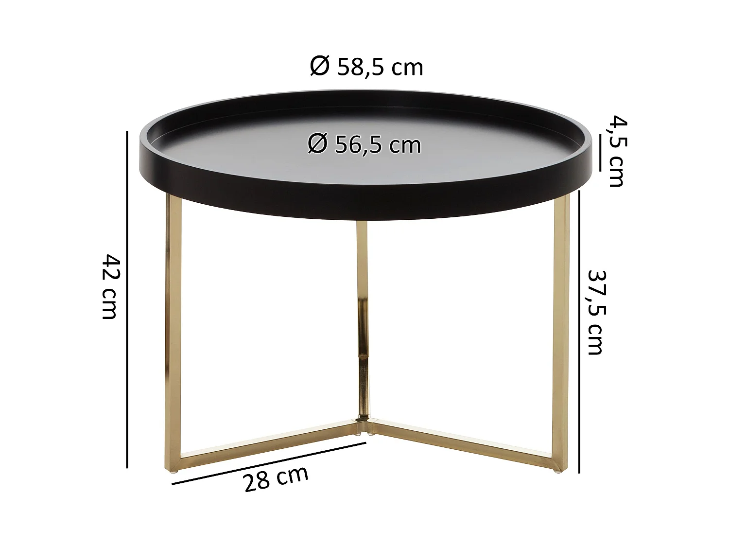 Couchtisch JESI Sofatisch rund Tabletttisch Beistelltisch Retro Metall