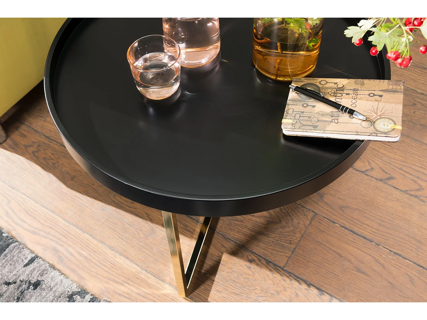 Couchtisch JESI Sofatisch rund Tabletttisch Beistelltisch Retro Metall