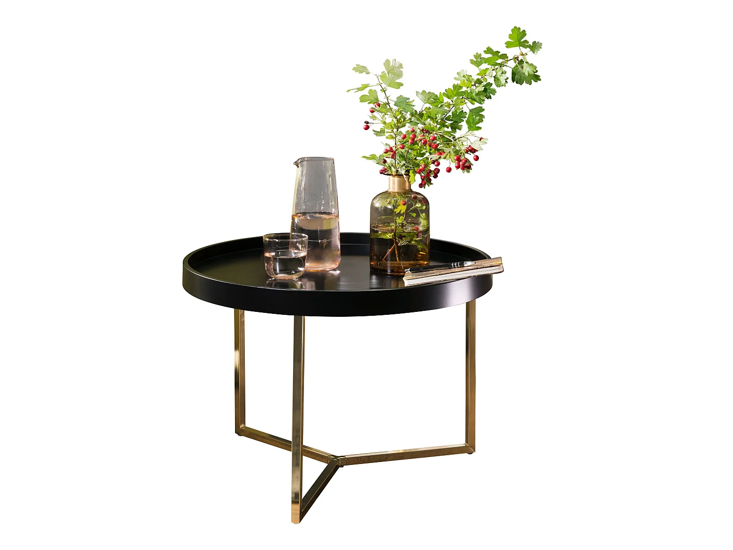 Table Basse Bois / Métal ø 58,5cm Table d'appoint Table de salon Rond