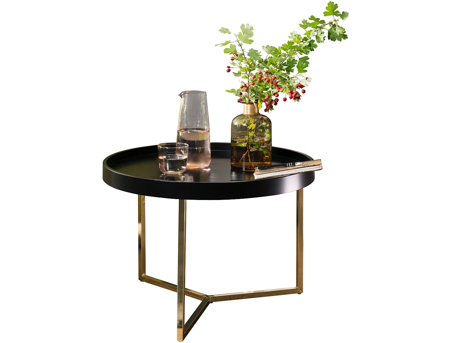 Couchtisch JESI Sofatisch rund Tabletttisch Beistelltisch Retro Metall