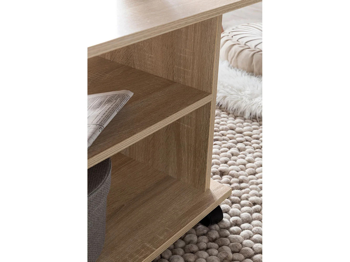 Couchtisch 95 x 51 x 54,5 cm Spanplatte Sofatisch Rollen Wohnzimmertisch