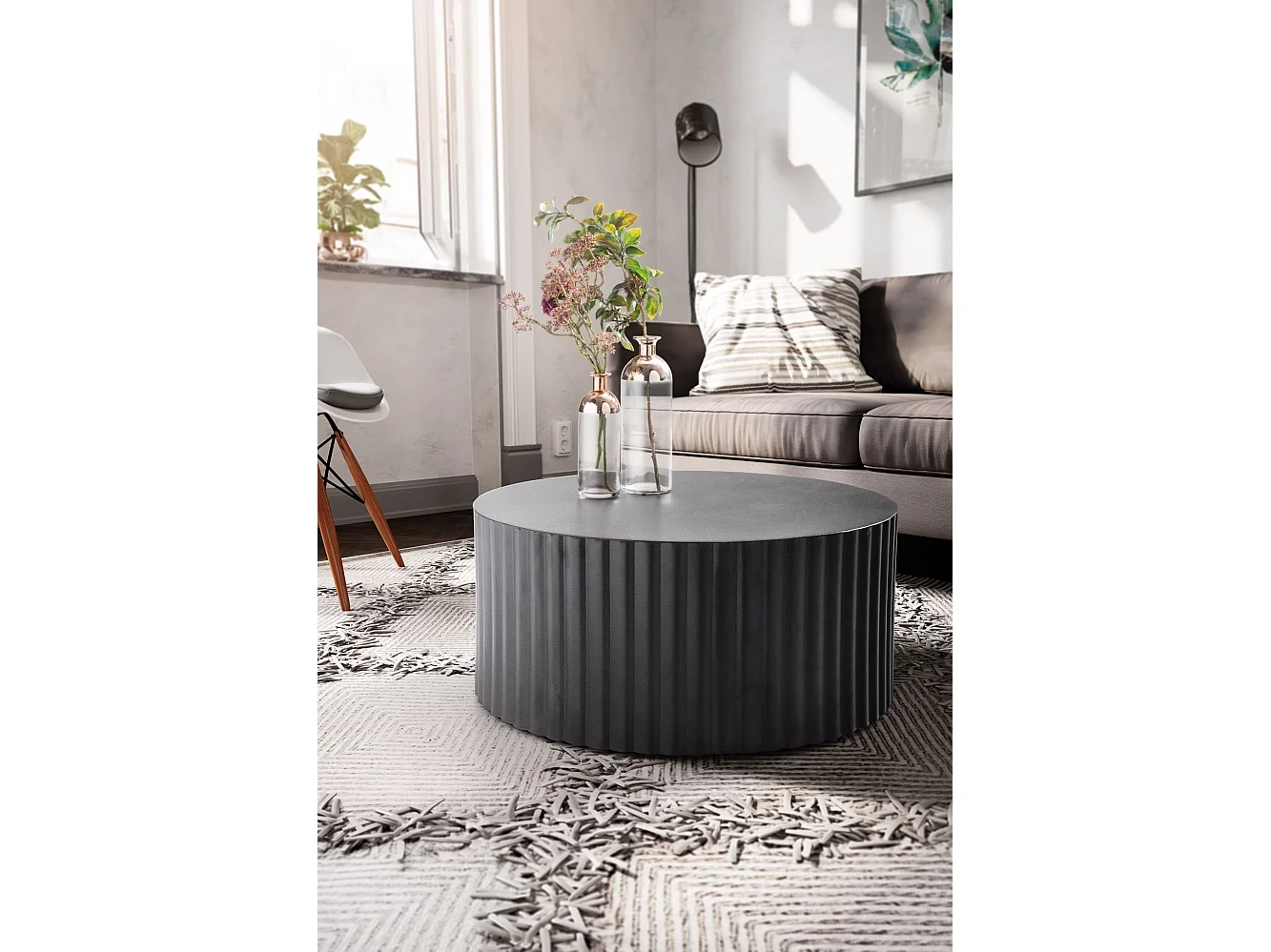 Couchtisch Sofatisch Metall Schwarz 67x67x31 cm Wohnzimmertisch Rund