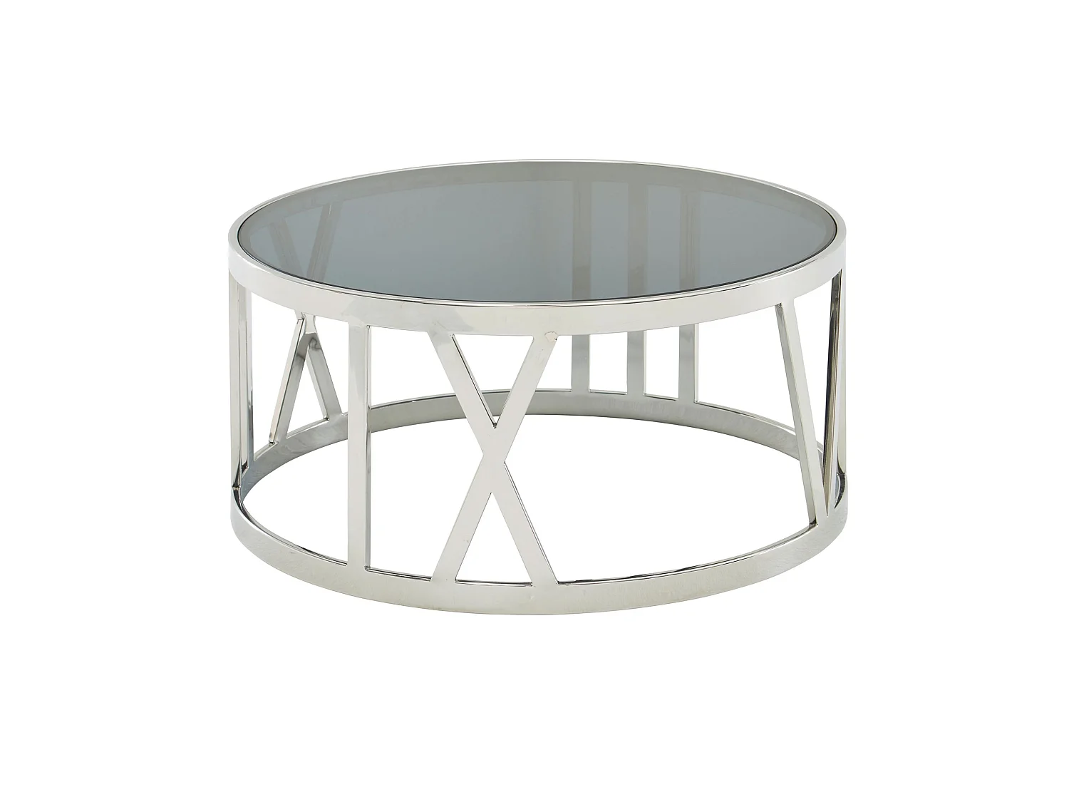 Table Basse Ronde Verre 60x60x30 cm Petite Table de Salon Moderne Métal