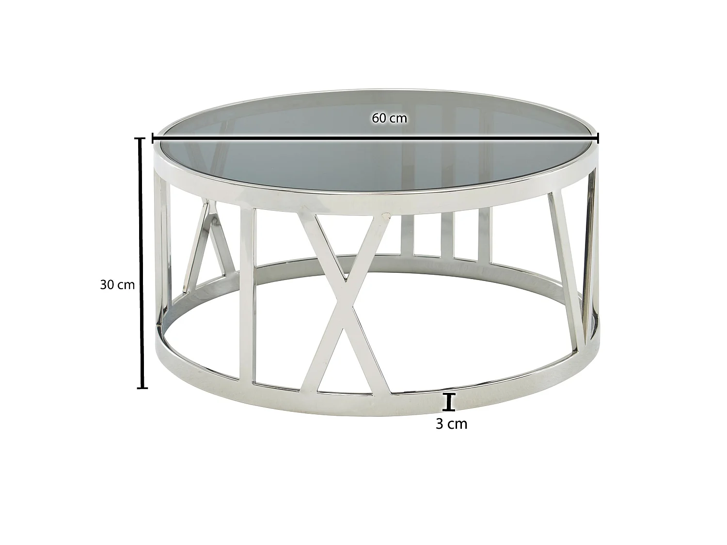 Couchtisch Glas Metall Sofatisch Ø60cm Tisch Wohnzimmertisch Rund Modern