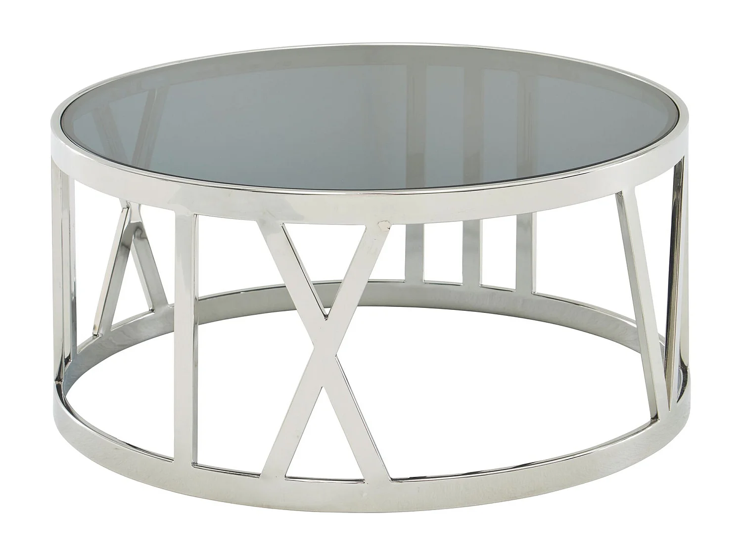 Table Basse Ronde Verre 60x60x30 cm Petite Table de Salon Moderne Métal