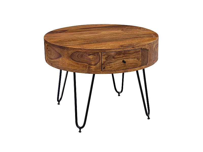 Couchtisch Massivholz 60 cm Wohnzimmertisch Rund Sofatisch Tisch Ablage