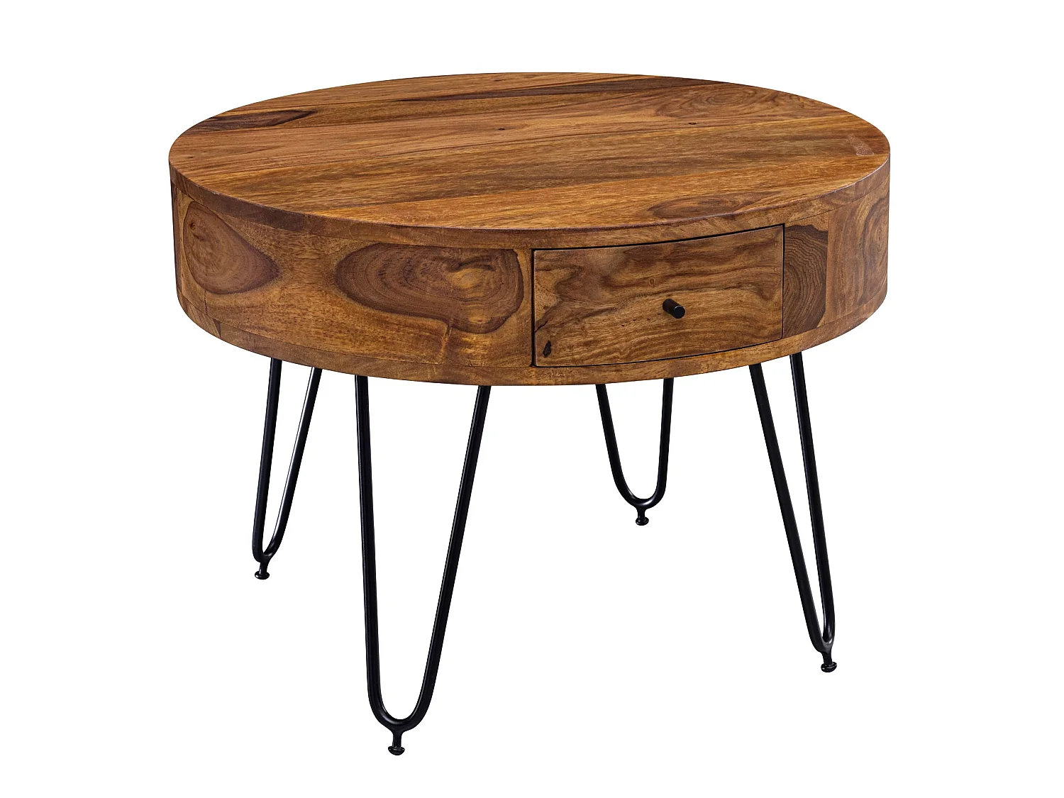 Couchtisch Massivholz 60 cm Wohnzimmertisch Rund Sofatisch Tisch Ablage