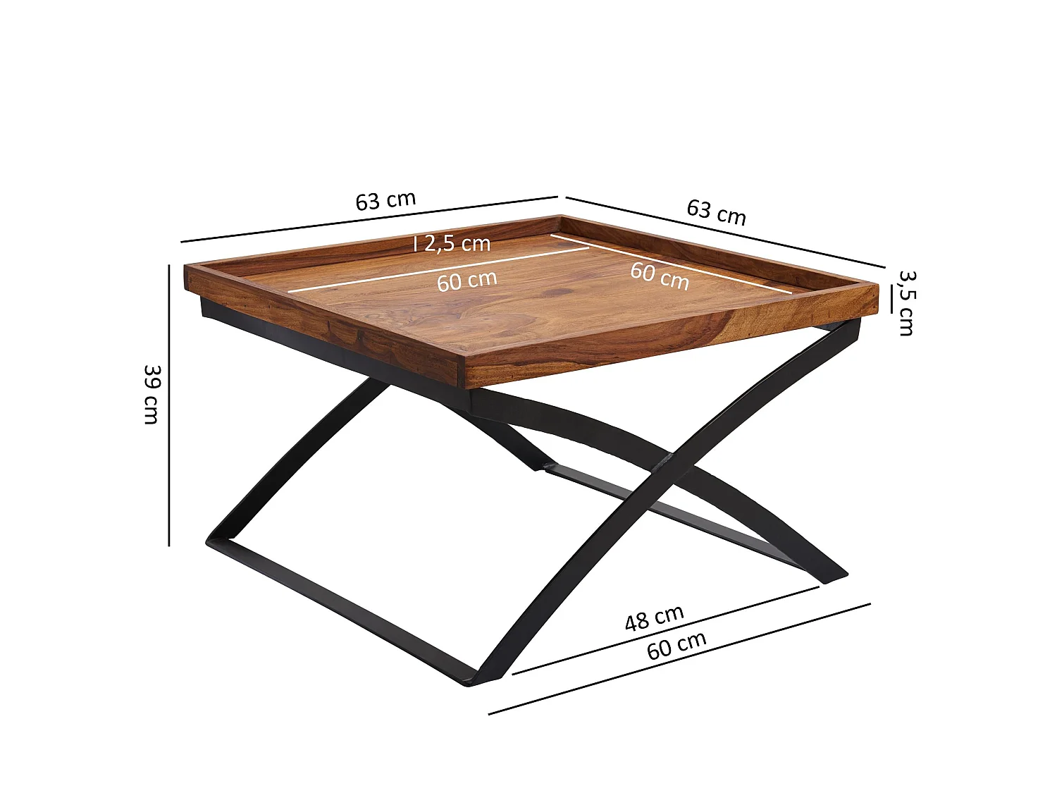 Couchtisch FB50967 Wohnzimmer Tisch Holz massiv Sofatisch Beistelltisch