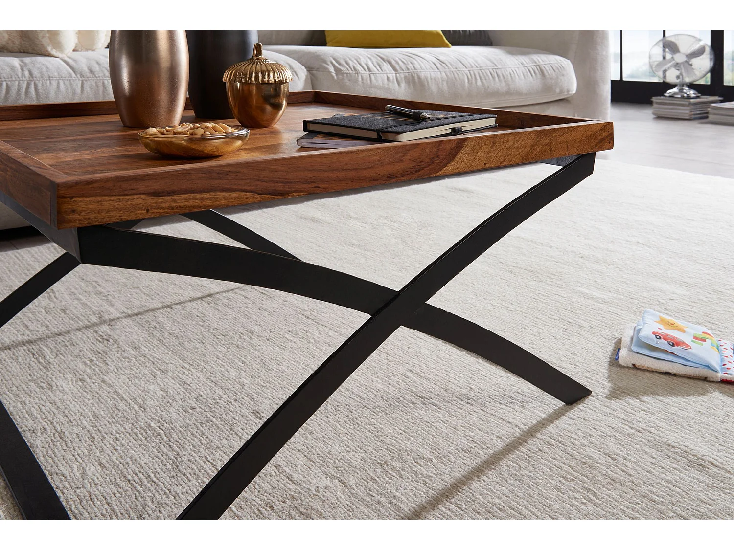 Couchtisch FB50967 Wohnzimmer Tisch Holz massiv Sofatisch Beistelltisch