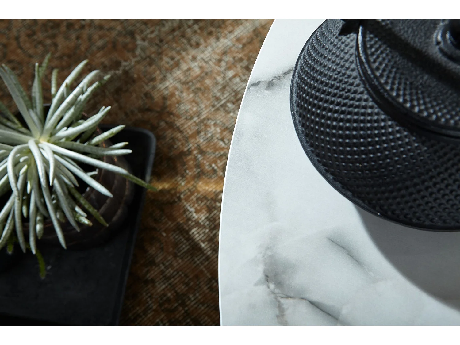 Table Basse de Salon Effet Marbré 80x36x80 cm Table Canapé Moderne Ronde