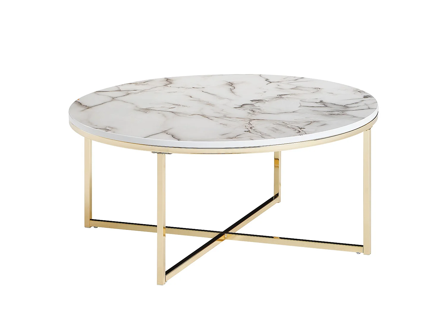 Table Basse de Salon Effet Marbré 80x36x80 cm Table Canapé Moderne Ronde