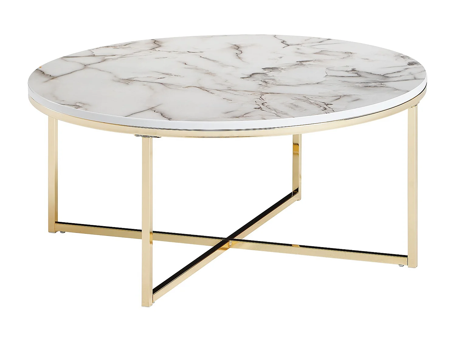 Table Basse de Salon Effet Marbré 80x36x80 cm Table Canapé Moderne Ronde