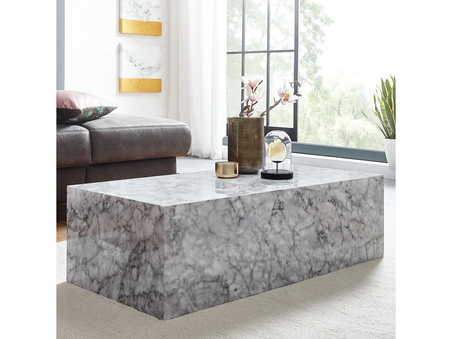 table basse 100cm MDF aspect marbre table de salon table basse moderne