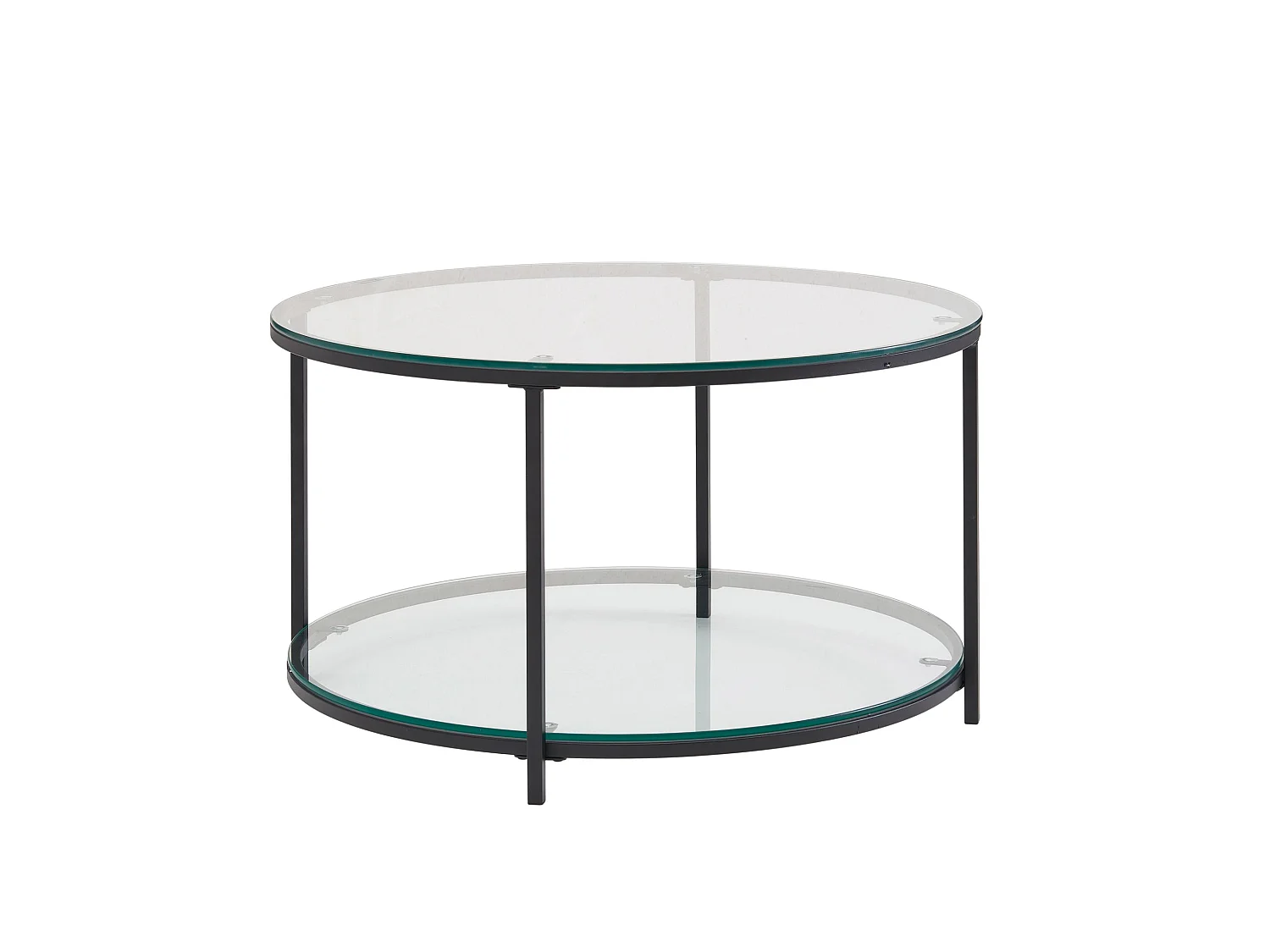 Table Basse de Salon Ronde Verre Métal 80x80x45 cm Table Canapé Moderne
