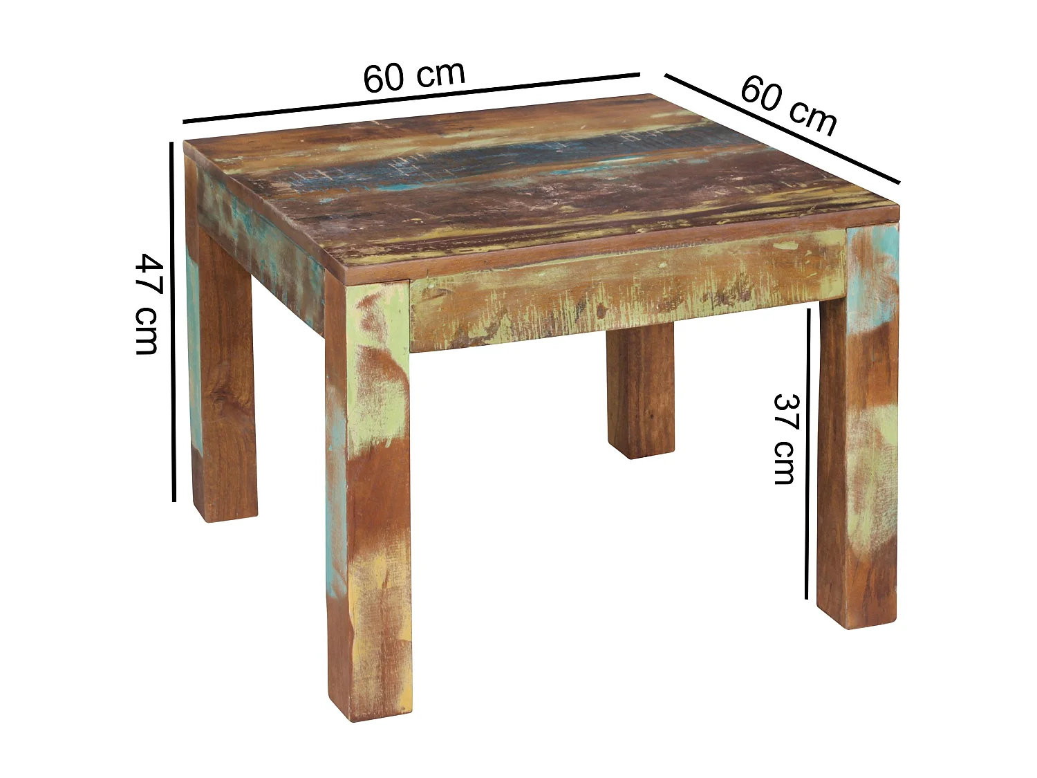 Couchtisch 60 x 47 x 60cm Beistelltisch Wohnzimmer Tisch Massiv