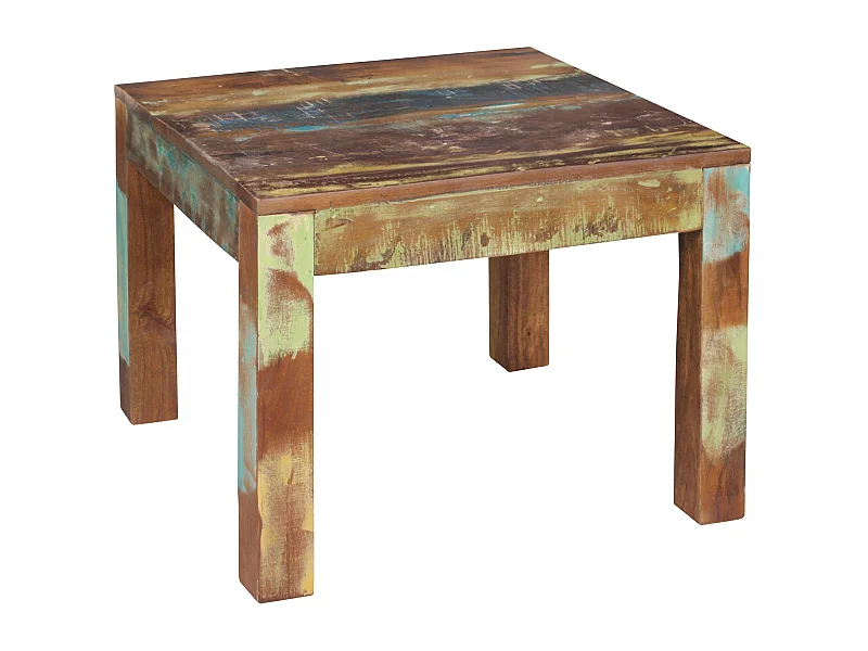 Table Basse Bois Massif 60x47x60cm Table en bois Table d'appoint Shabby