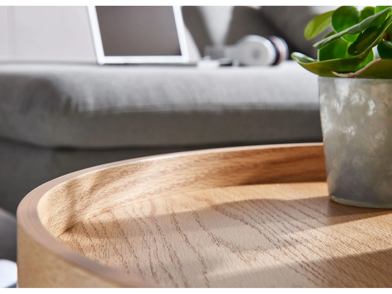 Couchtisch Sofatisch 61x61x40 cm Wohnzimmertisch Holz Metall Tisch Rund