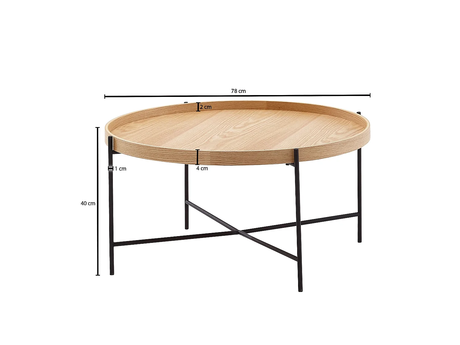 Couchtisch Sofatisch 78x78x40 cm Wohnzimmertisch Holz Metall Tisch Rund