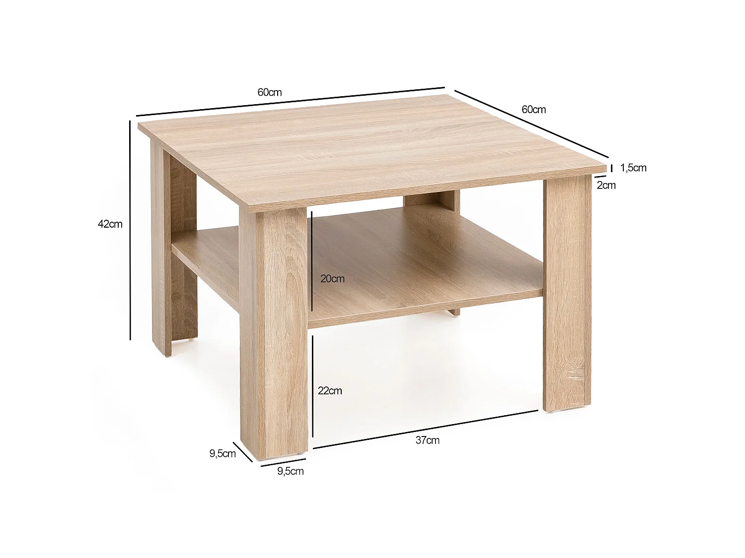 Couchtisch SV51868 Tisch Holz 60x42x60cm Wohnzimmertisch Sofatisch klein