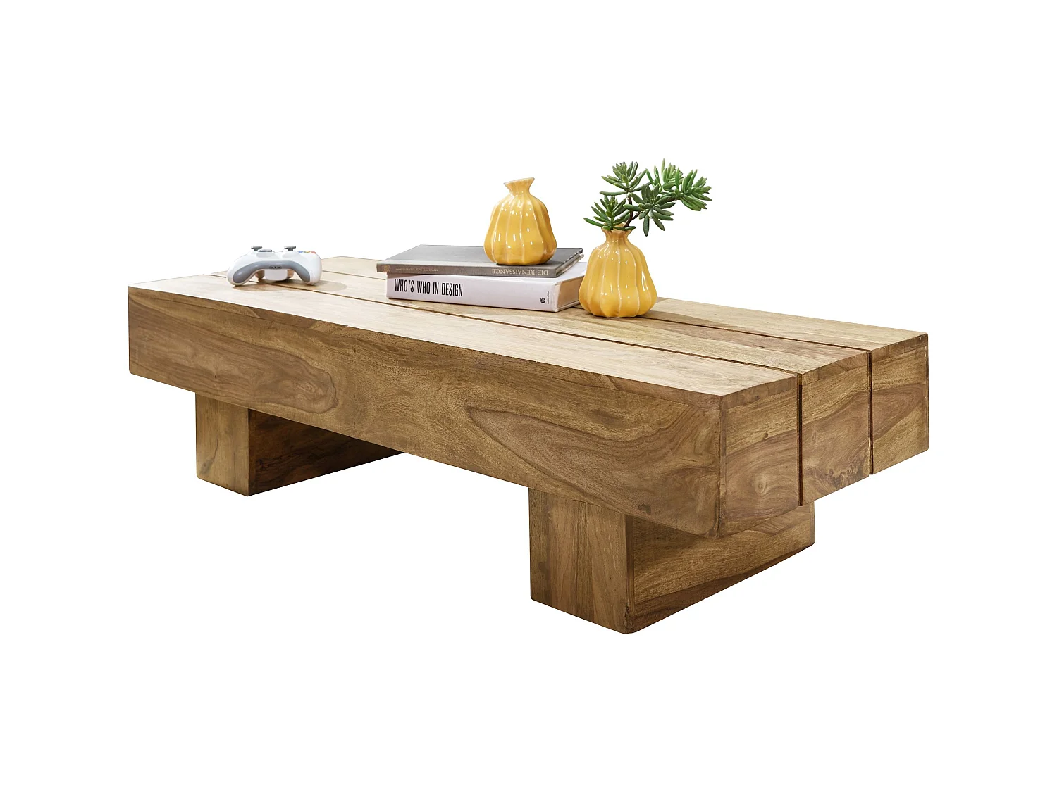 Table Basse Bois Massif 120x30x45cm Table d'appoint Table de salon