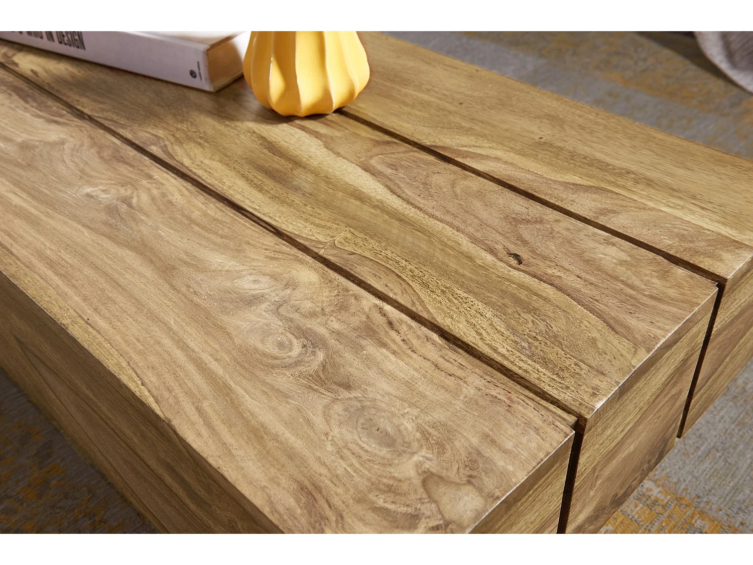 Table Basse Bois Massif 120x30x45cm Table d'appoint Table de salon