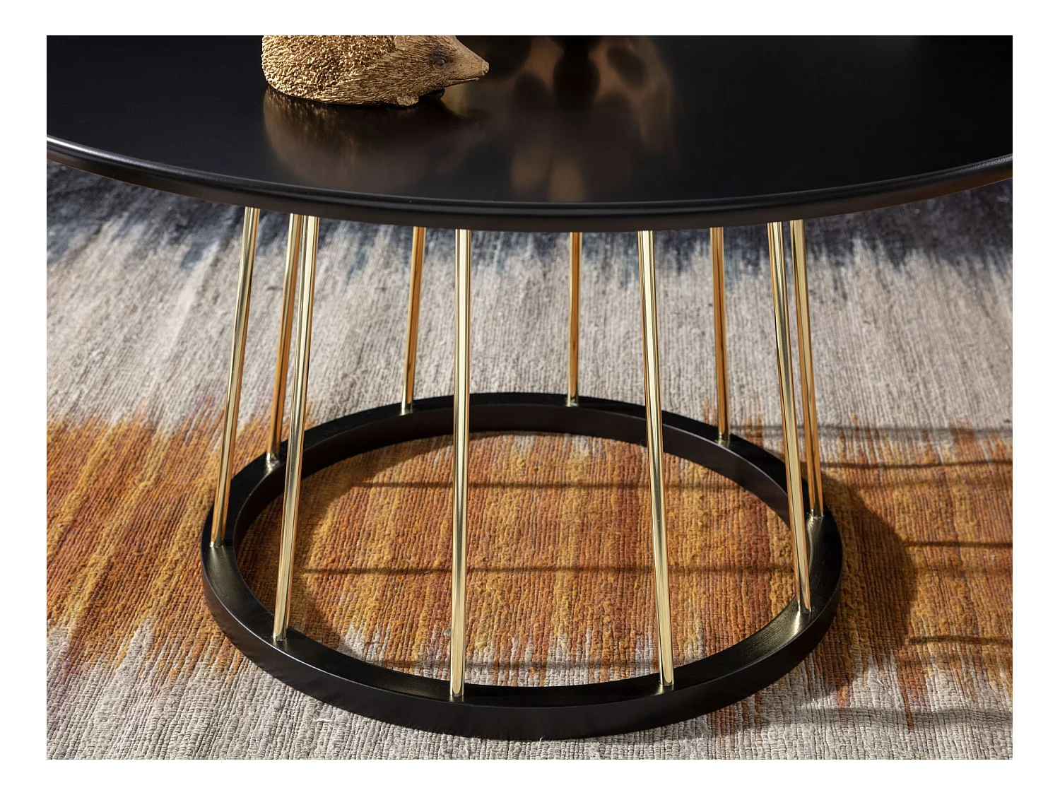 Table Basse ronde 80 cm table de salon en métal noir